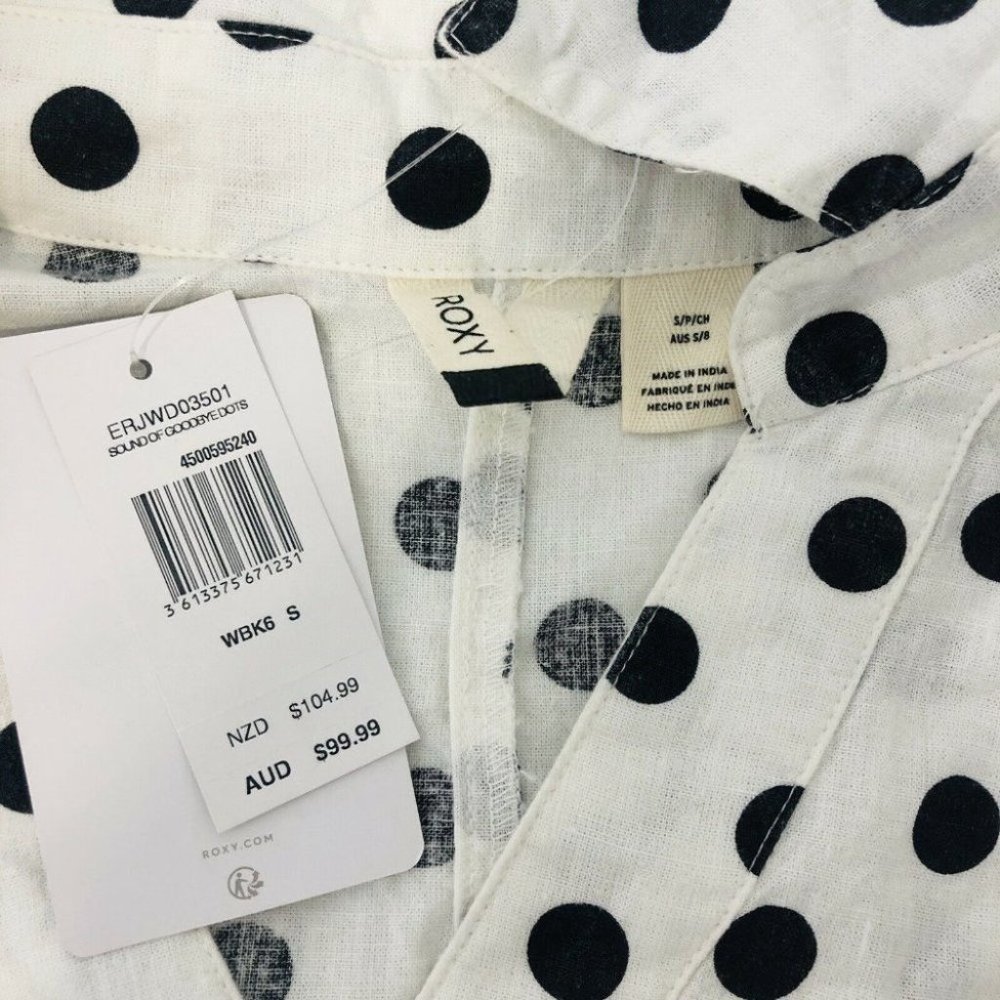 Roxy BNWT Sound Of Goodbye Dots Long Sleeve Play Suit Women's Size S RRP $99.99 - Picture 10 of 12